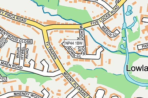 NP44 1BW map - OS OpenMap – Local (Ordnance Survey)