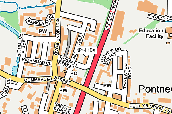 NP44 1DX map - OS OpenMap – Local (Ordnance Survey)