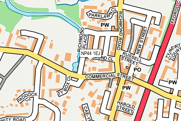 NP44 1EJ map - OS OpenMap – Local (Ordnance Survey)