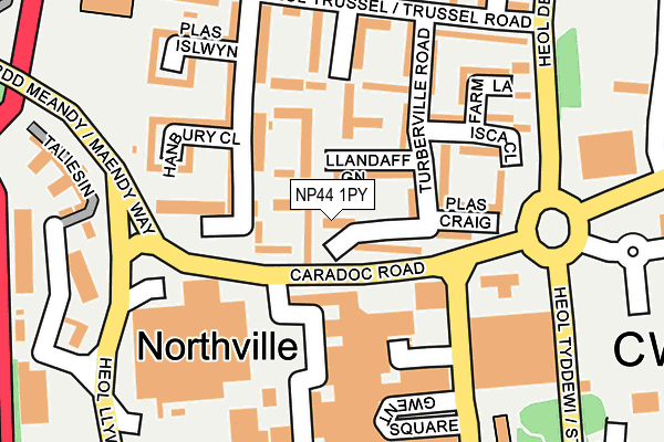 NP44 1PY map - OS OpenMap – Local (Ordnance Survey)