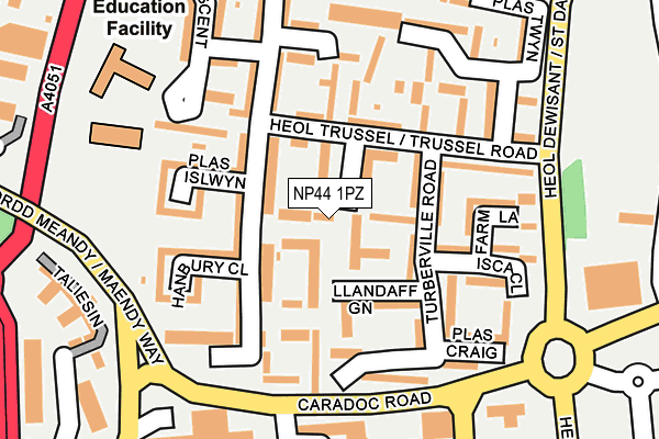 NP44 1PZ map - OS OpenMap – Local (Ordnance Survey)