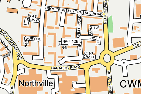 NP44 1QB map - OS OpenMap – Local (Ordnance Survey)