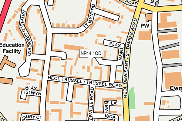 NP44 1QD map - OS OpenMap – Local (Ordnance Survey)