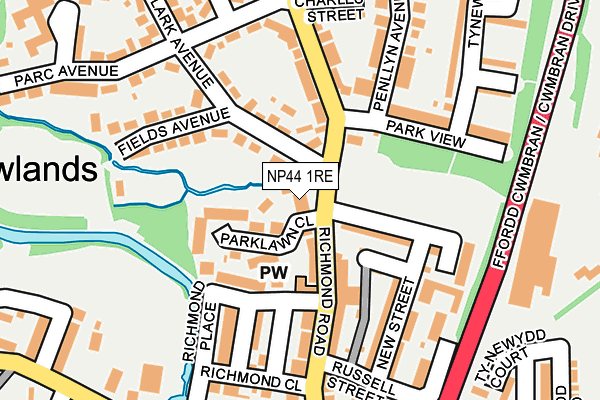 NP44 1RE map - OS OpenMap – Local (Ordnance Survey)