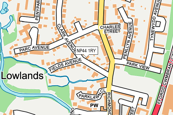 NP44 1RY map - OS OpenMap – Local (Ordnance Survey)