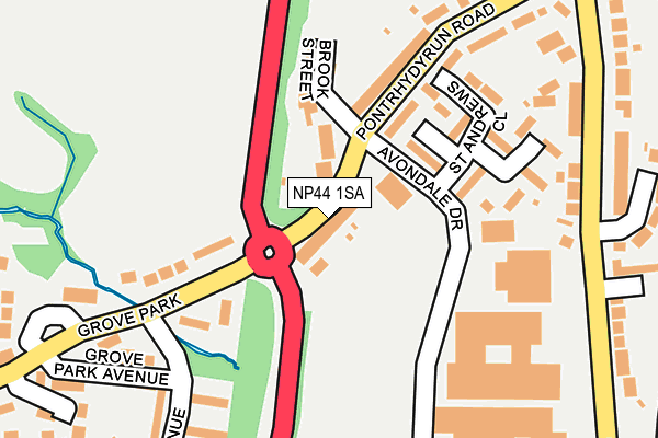 NP44 1SA map - OS OpenMap – Local (Ordnance Survey)