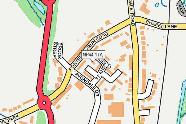 NP44 1TA map - OS OpenMap – Local (Ordnance Survey)