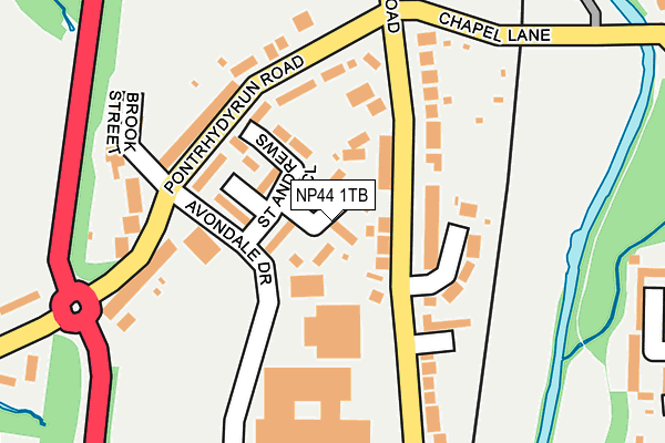 NP44 1TB map - OS OpenMap – Local (Ordnance Survey)