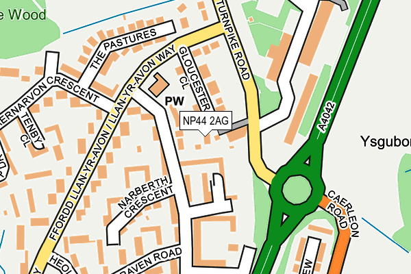 NP44 2AG map - OS OpenMap – Local (Ordnance Survey)