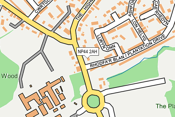 NP44 2AH map - OS OpenMap – Local (Ordnance Survey)
