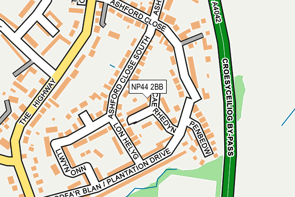 NP44 2BB map - OS OpenMap – Local (Ordnance Survey)