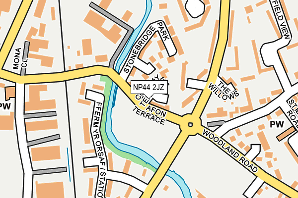 NP44 2JZ map - OS OpenMap – Local (Ordnance Survey)
