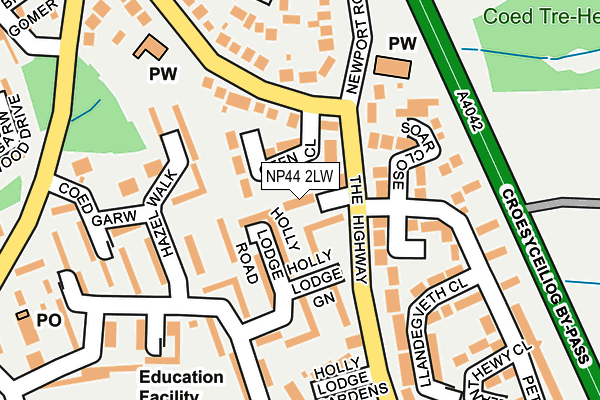 NP44 2LW map - OS OpenMap – Local (Ordnance Survey)