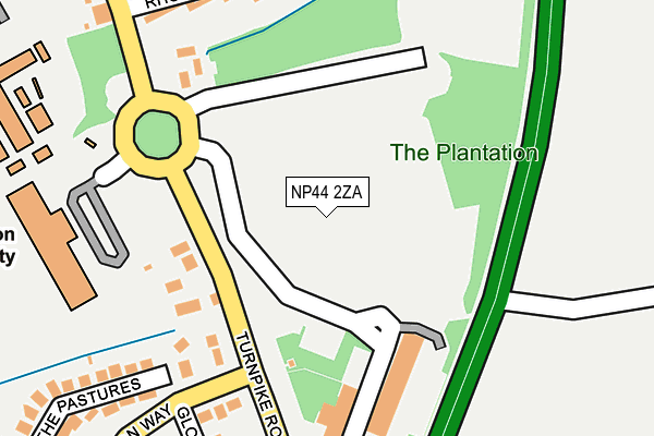 NP44 2ZA map - OS OpenMap – Local (Ordnance Survey)