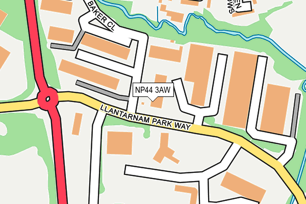 NP44 3AW map - OS OpenMap – Local (Ordnance Survey)