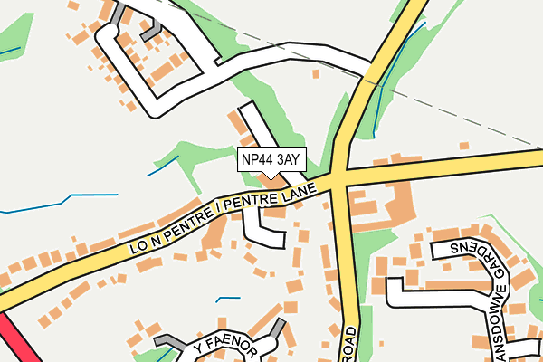 NP44 3AY map - OS OpenMap – Local (Ordnance Survey)