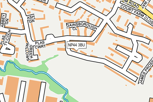 NP44 3BU map - OS OpenMap – Local (Ordnance Survey)