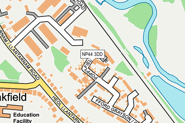 NP44 3DD map - OS OpenMap – Local (Ordnance Survey)