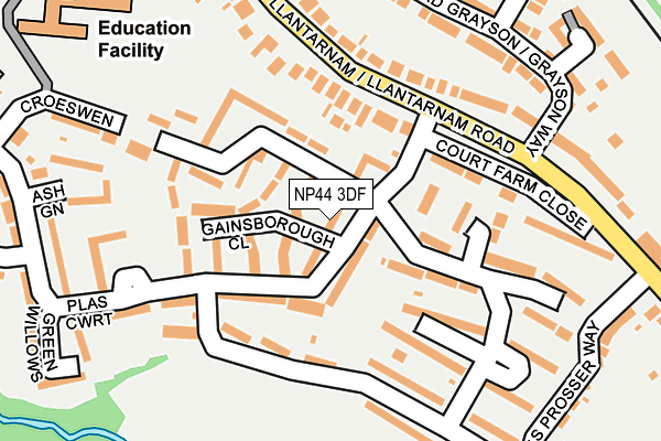 NP44 3DF map - OS OpenMap – Local (Ordnance Survey)