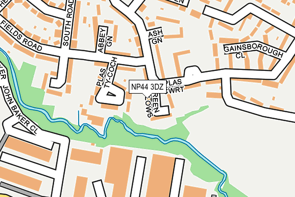 NP44 3DZ map - OS OpenMap – Local (Ordnance Survey)
