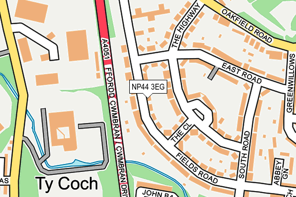 NP44 3EG map - OS OpenMap – Local (Ordnance Survey)