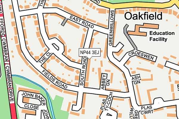 NP44 3EJ map - OS OpenMap – Local (Ordnance Survey)