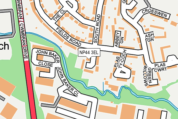 NP44 3EL map - OS OpenMap – Local (Ordnance Survey)