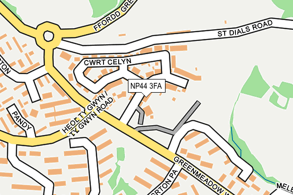 NP44 3FA map - OS OpenMap – Local (Ordnance Survey)