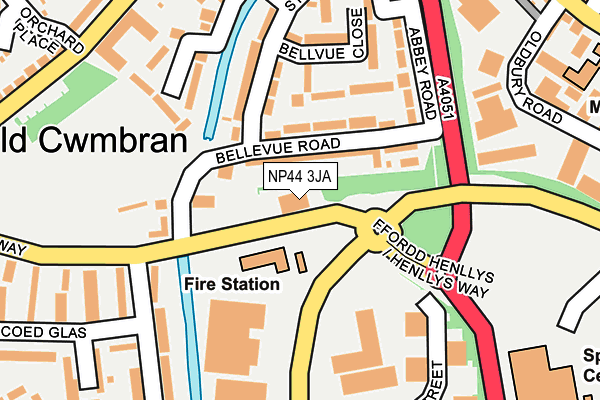 NP44 3JA map - OS OpenMap – Local (Ordnance Survey)
