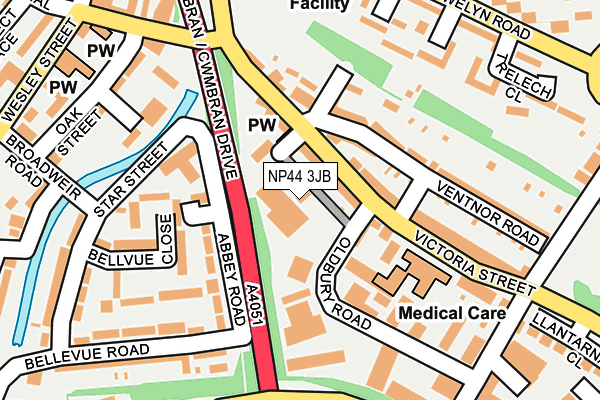 NP44 3JB map - OS OpenMap – Local (Ordnance Survey)