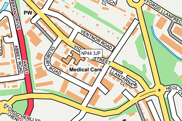 NP44 3JP map - OS OpenMap – Local (Ordnance Survey)