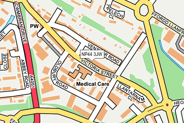 NP44 3JW map - OS OpenMap – Local (Ordnance Survey)