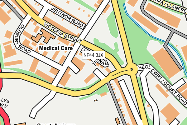 NP44 3JX map - OS OpenMap – Local (Ordnance Survey)