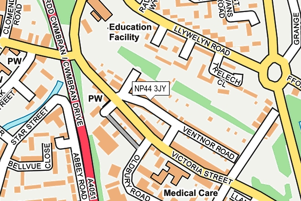 NP44 3JY map - OS OpenMap – Local (Ordnance Survey)