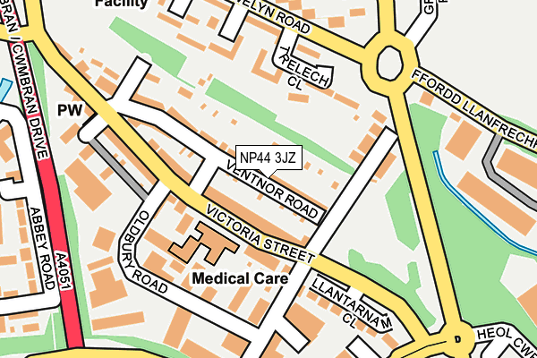 NP44 3JZ map - OS OpenMap – Local (Ordnance Survey)