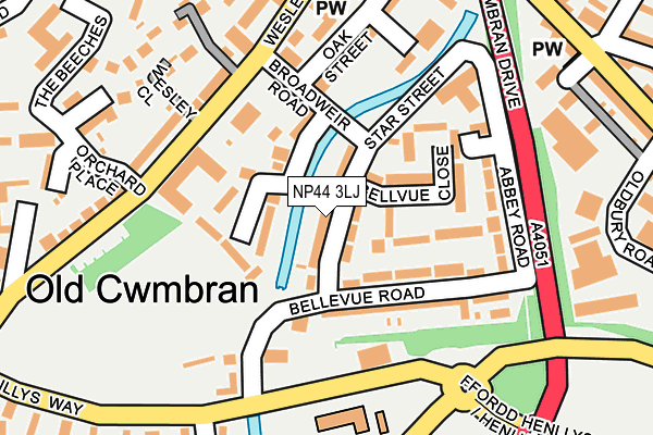 NP44 3LJ map - OS OpenMap – Local (Ordnance Survey)