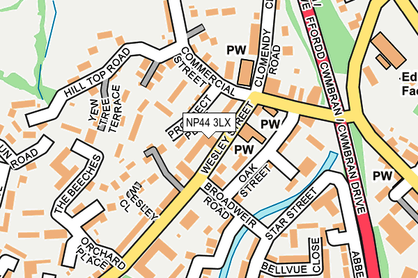 NP44 3LX map - OS OpenMap – Local (Ordnance Survey)