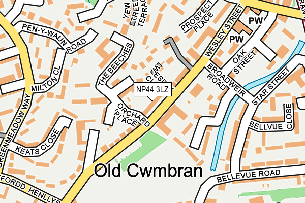 NP44 3LZ map - OS OpenMap – Local (Ordnance Survey)