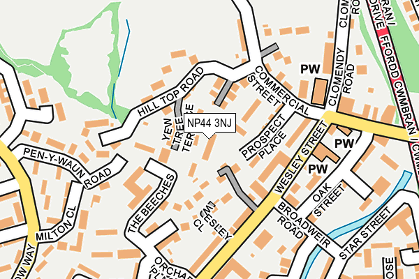 NP44 3NJ map - OS OpenMap – Local (Ordnance Survey)
