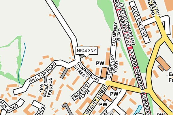 NP44 3NZ map - OS OpenMap – Local (Ordnance Survey)