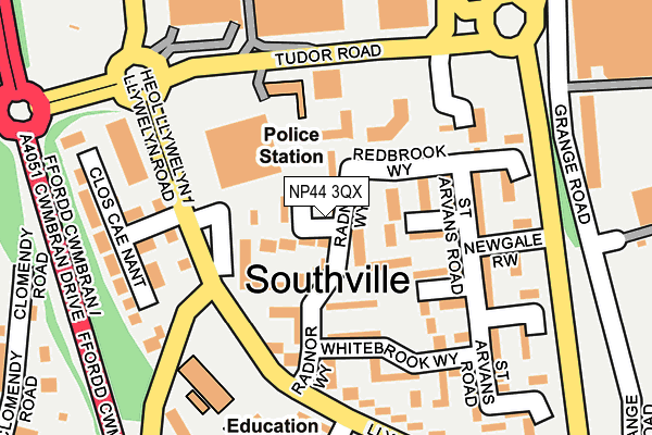 NP44 3QX map - OS OpenMap – Local (Ordnance Survey)