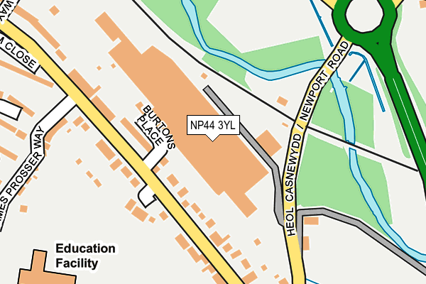 NP44 3YL map - OS OpenMap – Local (Ordnance Survey)