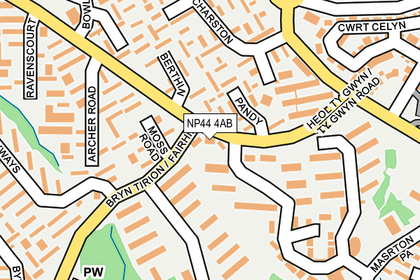 NP44 4AB map - OS OpenMap – Local (Ordnance Survey)