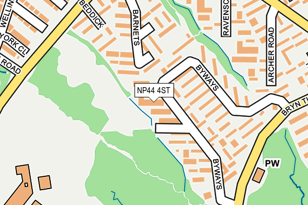 NP44 4ST map - OS OpenMap – Local (Ordnance Survey)