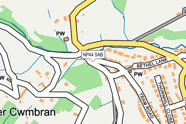 NP44 5AB map - OS OpenMap – Local (Ordnance Survey)