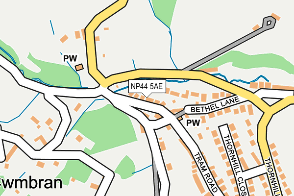 NP44 5AE map - OS OpenMap – Local (Ordnance Survey)