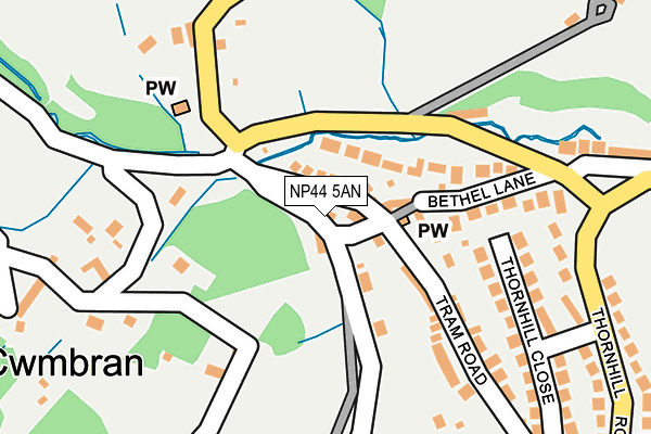 NP44 5AN map - OS OpenMap – Local (Ordnance Survey)