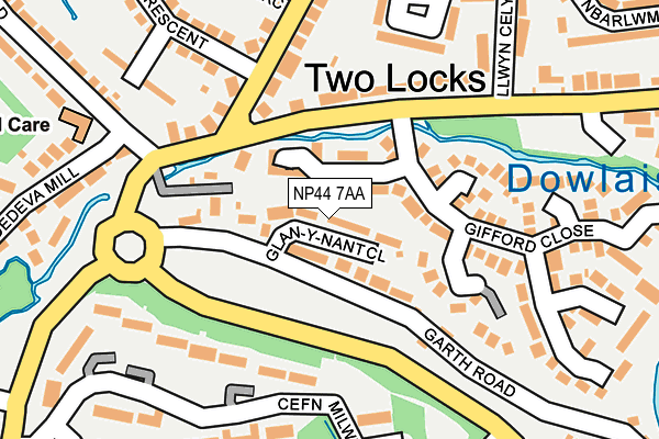 NP44 7AA map - OS OpenMap – Local (Ordnance Survey)