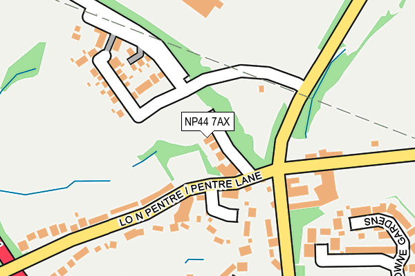 NP44 7AX map - OS OpenMap – Local (Ordnance Survey)