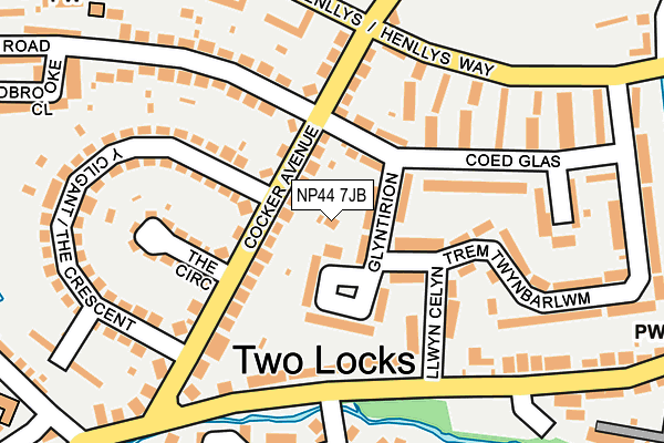 NP44 7JB map - OS OpenMap – Local (Ordnance Survey)